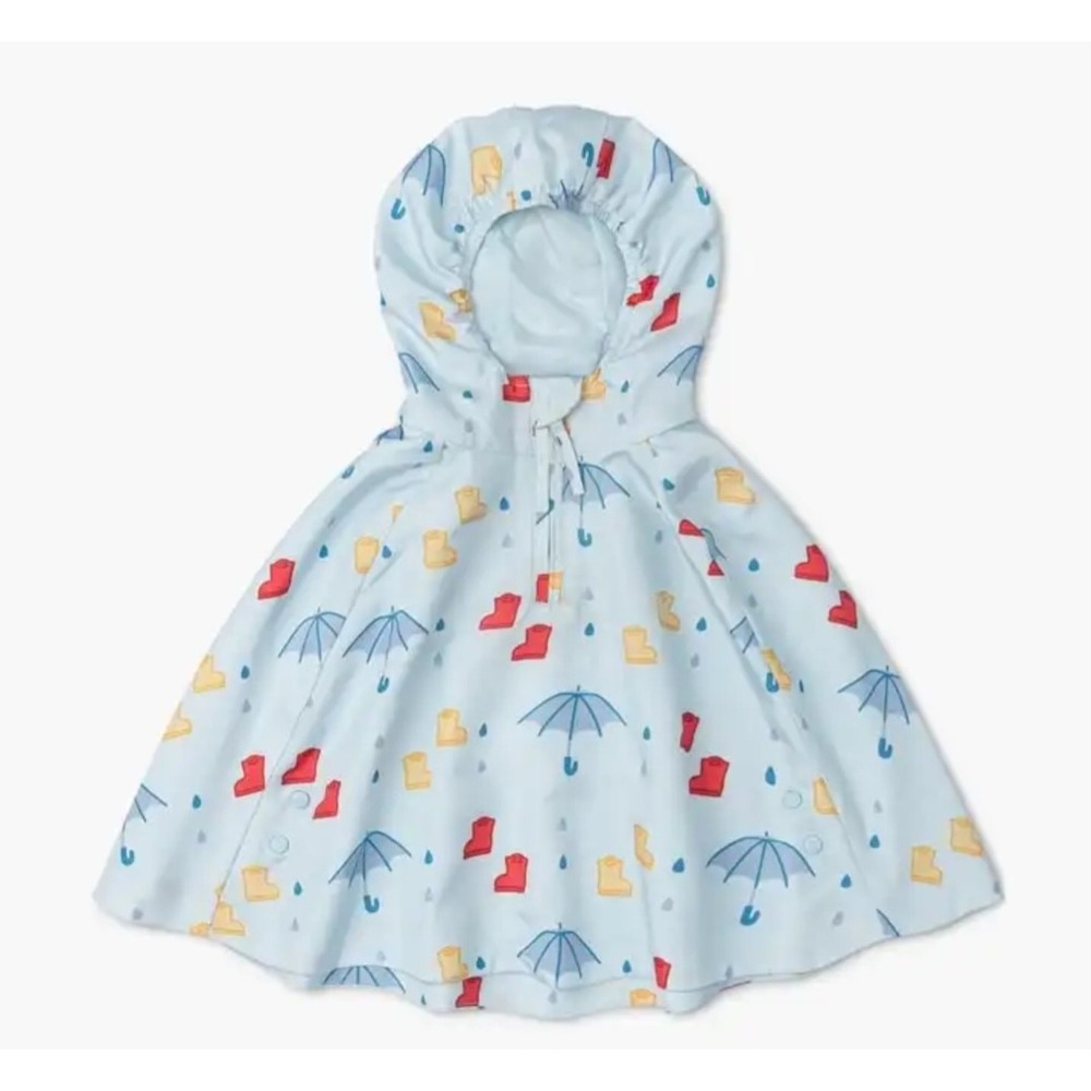 Monica + Andy Toddler Hooded Rain Poncho Blue Rainy Day Print 2T whimsical